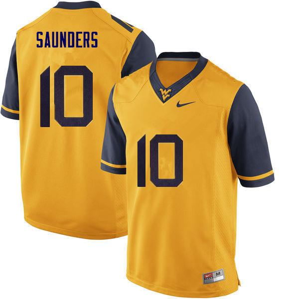 NCAA Men's Cody Saunders West Virginia Mountaineers Gold #10 Nike Stitched Football College Authentic Jersey KK23T14CB